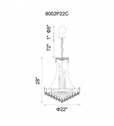  Luminous 14 Light Down Chandelier With Chrome Finish (8002P22C) - CWI