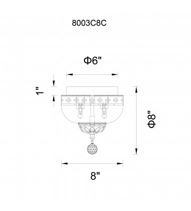  Stefania 2 Light Bowl Flush Mount With Chrome Finish (8003C8C) - CWI
