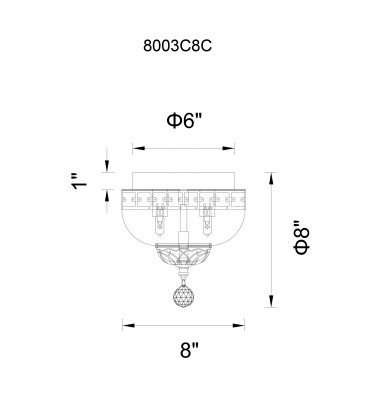  Stefania 2 Light Bowl Flush Mount With Chrome Finish (8003C8C) - CWI