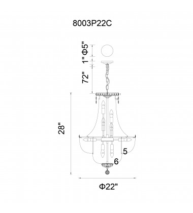  Stefania 13 Light Down Chandelier With Chrome Finish (8003P22C) - CWI