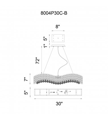  Glamorous 5 Light Down Chandelier With Chrome Finish (8004P30C-A (Clear)) - CWI