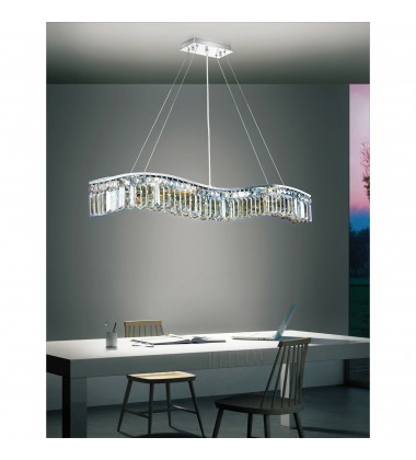  Glamorous 7 Light Down Chandelier With Chrome Finish (8004P44C-A ( Clear )) - CWI