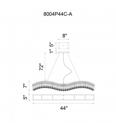  Glamorous 7 Light Down Chandelier With Chrome Finish (8004P44C-A ( Clear )) - CWI