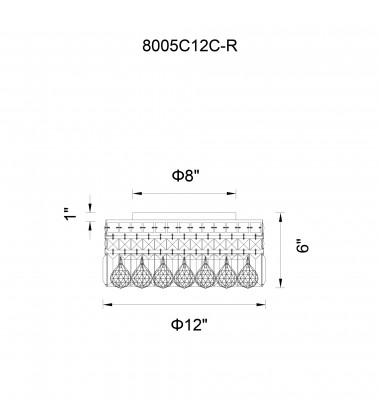  Colosseum 4 Light Flush Mount With Chrome Finish (8005C12C-R) - CWI