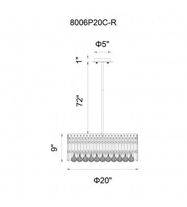  Colosseum 8 Light Down Chandelier With Chrome Finish (8006P20C-R) - CWI
