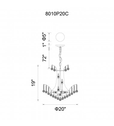  Posh 11 Light Down Chandelier With Chrome Finish (8010P20C) - CWI