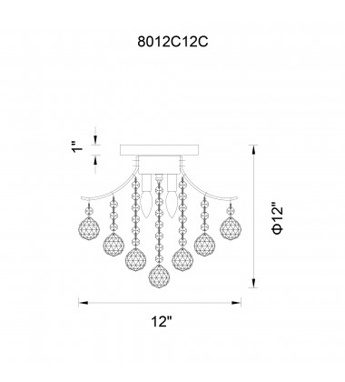  Princess 3 Light Flush Mount With Gold Finish (8012C12G) - CWI