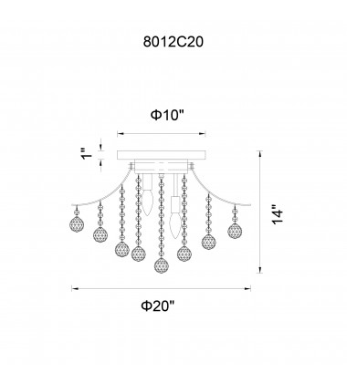  Princess 6 Light Flush Mount With Chrome Finish (8012C20C) - CWI