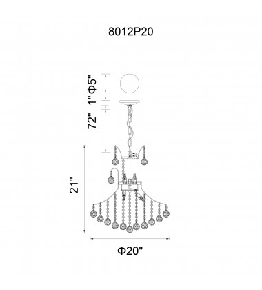 Princess 8 Light Down Chandelier With Chrome Finish (8012P20C) - CWI