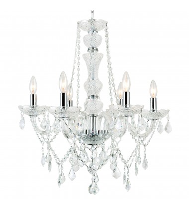  Princeton 6 Light Down Chandelier With Chrome Finish (8023P24C-6) - CWI
