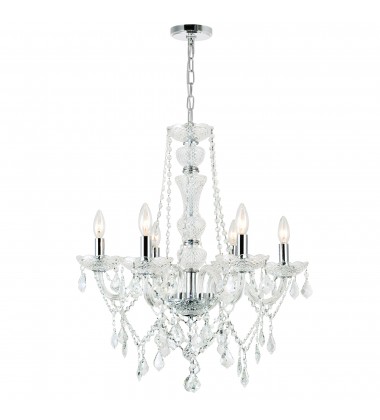  Princeton 6 Light Down Chandelier With Chrome Finish (8023P24C-6) - CWI