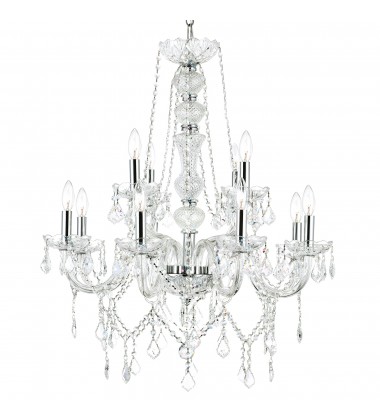  Princeton 12 Light Down Chandelier With Chrome Finish (8023P30C) - CWI