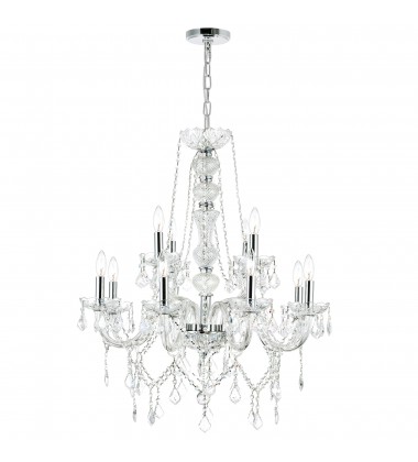  Princeton 12 Light Down Chandelier With Chrome Finish (8023P30C) - CWI