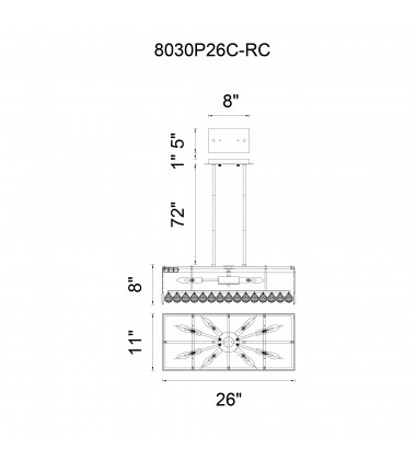  Colosseum 8 Light Down Chandelier With Chrome Finish (8030P26C-RC) - CWI