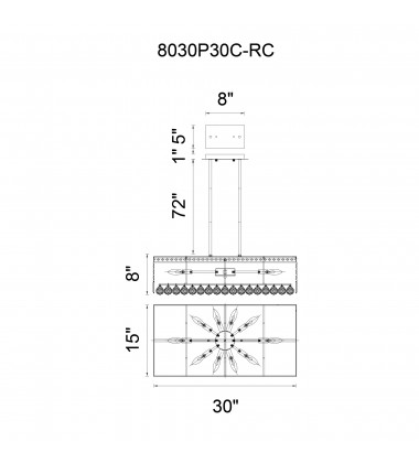  Colosseum 10 Light Down Chandelier With Chrome Finish (8030P30C-RC) - CWI