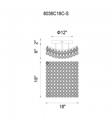 Queen 6 Light Flush Mount With Chrome Finish (8038C18C-S) - CWI