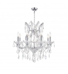  Maria Theresa 9 Light Up Chandelier With Chrome Finish (8311P24C-9 (Clear)) - CWI