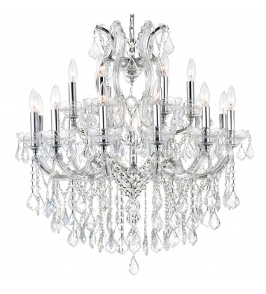  Maria Theresa 19 Light Up Chandelier With Chrome Finish (8318P30C-19 (Clear)) - CWI