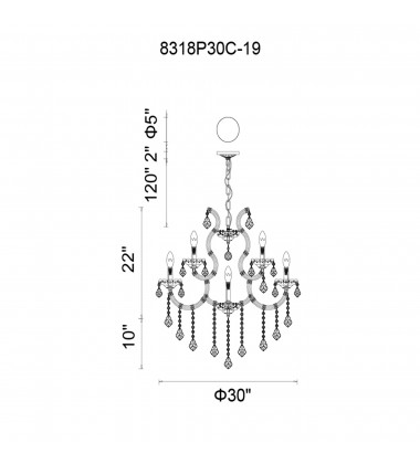  Maria Theresa 19 Light Up Chandelier With Chrome Finish (8318P30C-19 (Clear)) - CWI