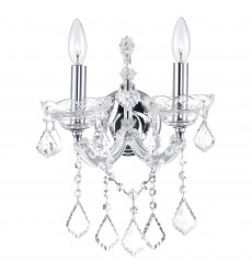  Maria Theresa 2 Light Wall Sconce With Chrome Finish (8318W12C-2 (Clear)) - CWI