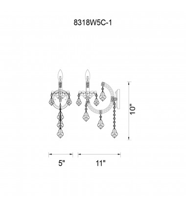  Maria Theresa 1 Light Wall Sconce With Chrome Finish (8318W5C-1 (Clear)) - CWI