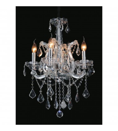  Maria Theresa 4 Light Up Chandelier With Chrome Finish (8397P18C-4(Clear)) - CWI
