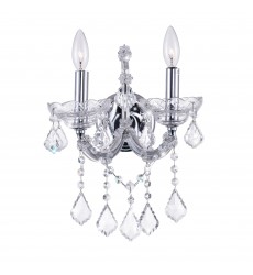 Maria Theresa 2 Light Wall Sconce With Chrome Finish (8397W12C-2(Clear)) - CWI