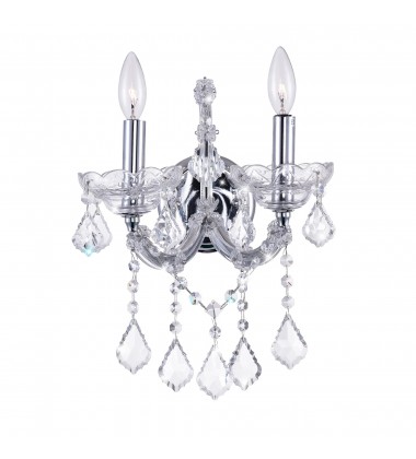  Maria Theresa 2 Light Wall Sconce With Chrome Finish (8397W12C-2(Clear)) - CWI