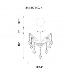  Payton 4 Light Flush Mount With Chrome Finish (8418C14C-4(Clear)) - CWI