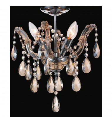 Payton 4 Light Flush Mount With Chrome Finish (8418C14C-4(Cognac)) - CWI Payton 4 Light Flush Mount With Chrome Finish (8418C14C-4(Cognac)) - CWI
