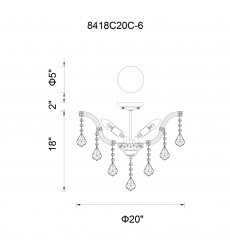  Payton 6 Light Flush Mount With Chrome Finish (8418C20C-6(Clear)) - CWI