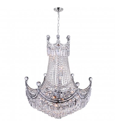 Amanda 15 Light Down Chandelier With Chrome Finish (8421P28C) - CWI