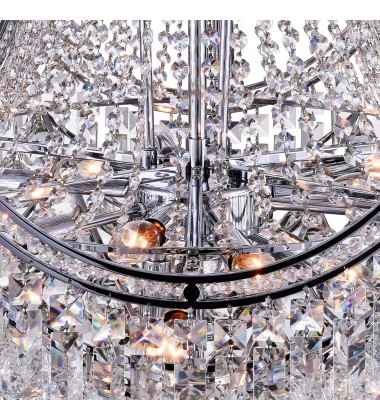  Amanda 15 Light Down Chandelier With Chrome Finish (8421P28C) - CWI