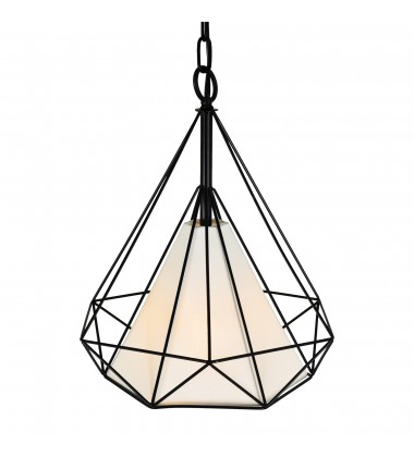  Diamond 1 Light Down Pendant With Black Finish (9600P15-1-101) - CWI