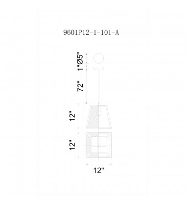  Macleay 1 Light Down Mini Pendant With Black Finish (9601P12-1-101-A) - CWI