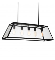  Alyson 5 Light Down Chandelier With Black Finish (9601P36-5-101) - CWI