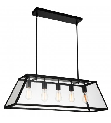  Alyson 5 Light Down Chandelier With Black Finish (9601P36-5-101) - CWI