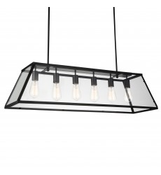  Alyson 6 Light Down Chandelier With Black Finish (9601P42-6-101) - CWI