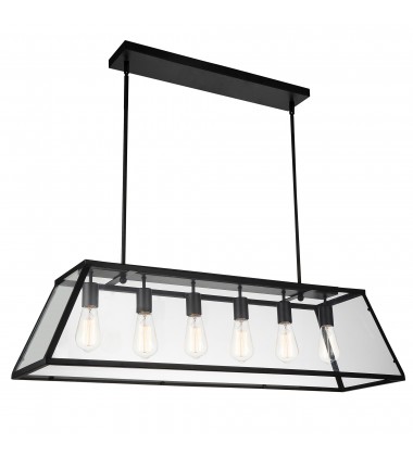  Alyson 6 Light Down Chandelier With Black Finish (9601P42-6-101) - CWI