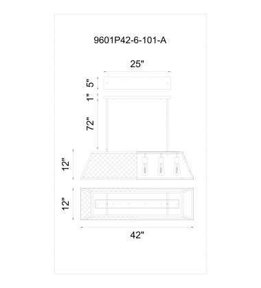 Macleay 6 Light Down Chandelier With Black Finish (9601P42-6-101-A) - CWI Macleay 6 Light Down Chandelier With Black Finish (9601P42-6-101-A) - CWI