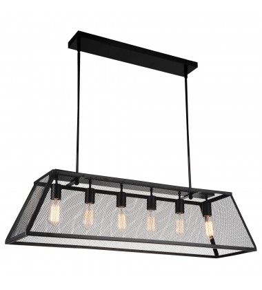  Macleay 6 Light Down Chandelier With Black Finish (9601P42-6-101-A) - CWI