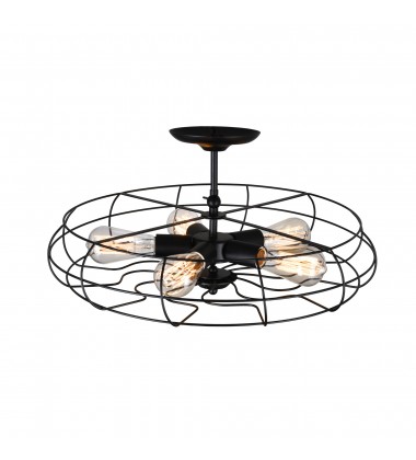 Pamela 5 Light Flush Mount With Black Finish (9606C19-5-101) - CWI  Pamela 5 Light Flush Mount With Black Finish (9606C19-5-101) - CWI