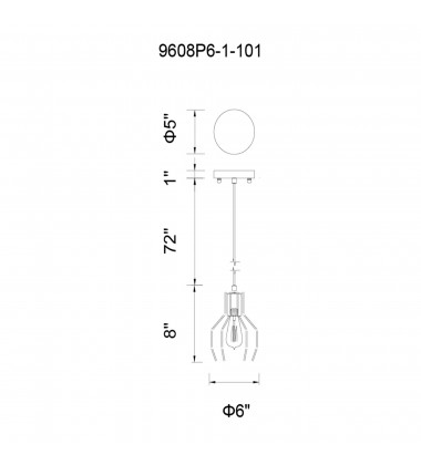  Secure 1 Light Down Mini Pendant With Black Finish (9608P6-1-101) - CWI