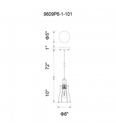  Graham 1 Light Down Mini Pendant With Black Finish (9609P6-1-101) - CWI