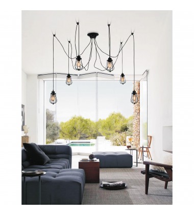  Tomaso 6 Light Multi Light Pendant With Black Finish (9610P28-6-101) - CWI