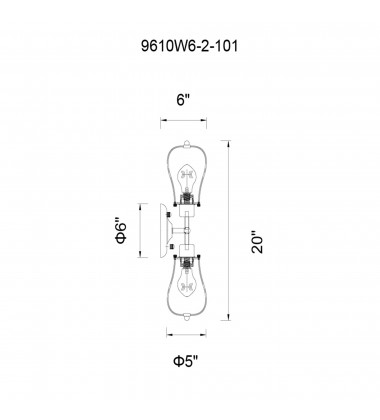  Tomaso 2 Light Wall Sconce With Black Finish (9610W6-2-101) - CWI