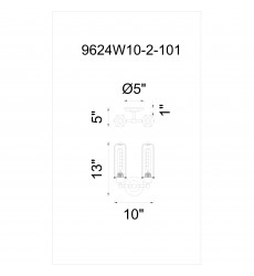  Benji 2 Light Wall Sconce With Black Finish (9624W10-2-101) - CWI