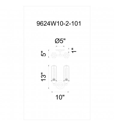  Benji 2 Light Wall Sconce With Black Finish (9624W10-2-101) - CWI