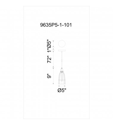  Nestor 1 Light Down Mini Pendant With Black Finish (9635P5-1-101) - CWI