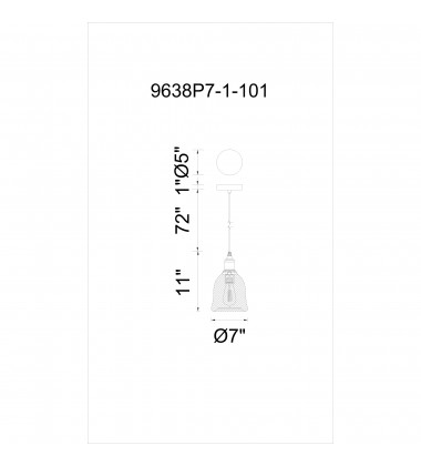  Drea 1 Light Down Mini Pendant With Black Finish (9638P7-1-101) - CWI